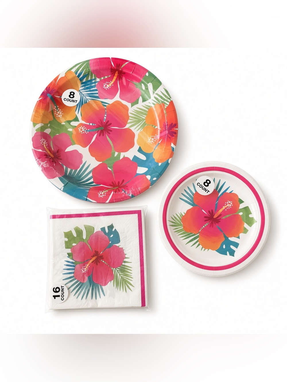 Festive Voice Tropical Hibiscus disposable tableware set 32pc